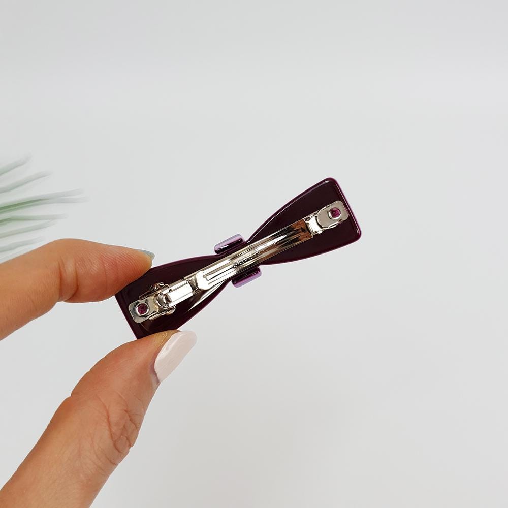 Leopard Glossy Cute Ribbon Mini Hair Barrette / Small French Hair Pin / Hair Accessory for Woman / Automatic Hair Clip