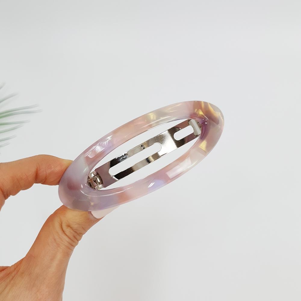 Aurora Oval Bold Hair Barrette / Tortoise Marble Leopard French Hair Pin / Hair Accessory for Woman / Automatic Hair Clip