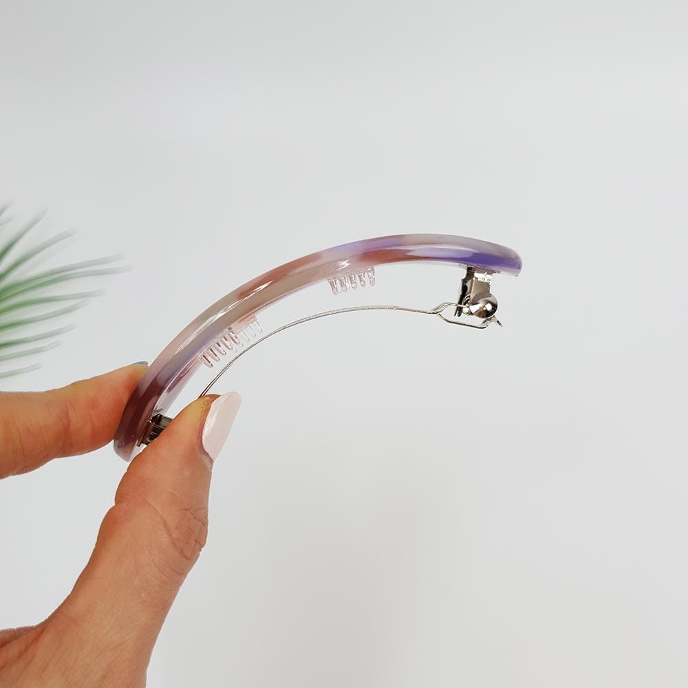 Aurora Oval Bold Hair Barrette / Tortoise Marble Leopard French Hair Pin / Hair Accessory for Woman / Automatic Hair Clip