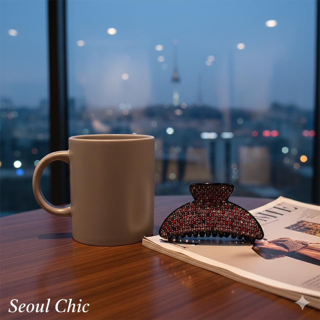 Black Cubic Half Moon Hair Clip (3.0 Inch) / Leopard Tortoise Shell Double Clip French Hair Pin / Hair Barrette for Woman