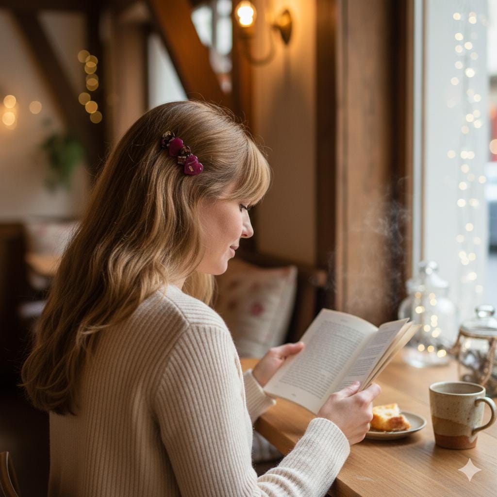 Mix Double Heart Hair Barrette (2.8 Inch) / Tortoise Marble French Hair Pin / Hair Accessory for Woman / Automatic Hair Clip