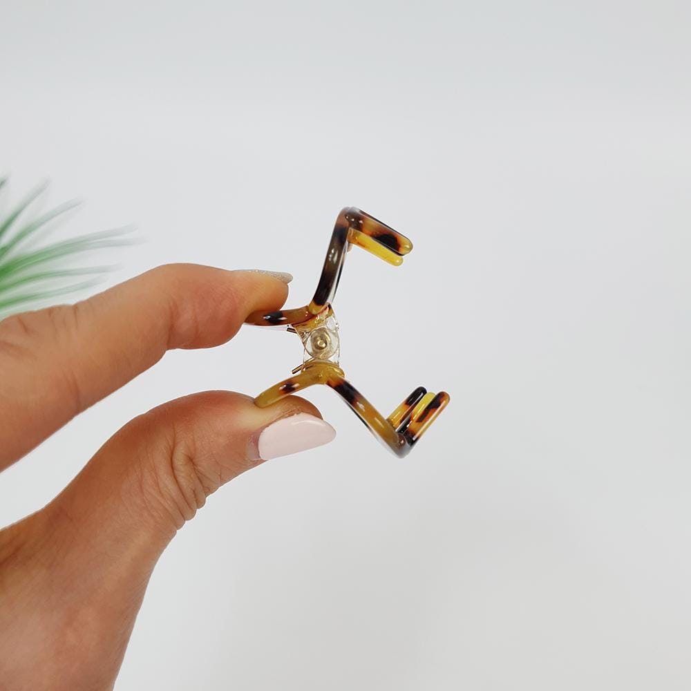 Round Small Hair Clips / Tortoise Shell French Hair Pin / Hair Barrette for Woman / Cellulose Acetate Tiny Clip
