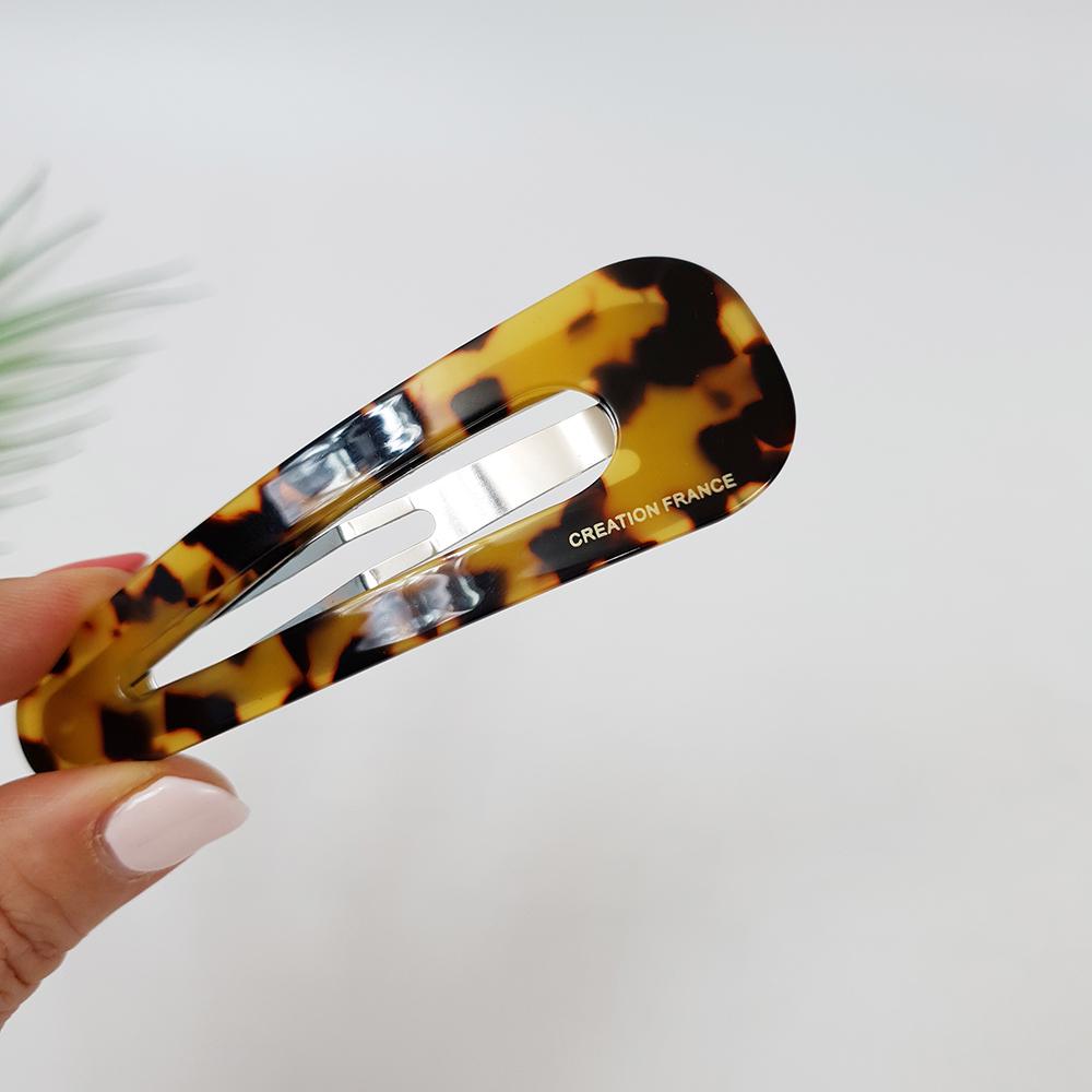 Leopard Aurora Triangle Big Snap Clip (3.7 Inch) / Tortoise Marble Hairgrip Barrette / Tic Tac Hair Clip Pin / French Hair Pin