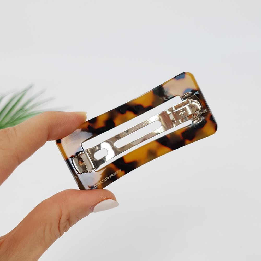 Leopard Square Buckle Hair Barrette / Tortoise Marble French Hair Pin / Hair Accessory for Woman / Automatic Hair Clip