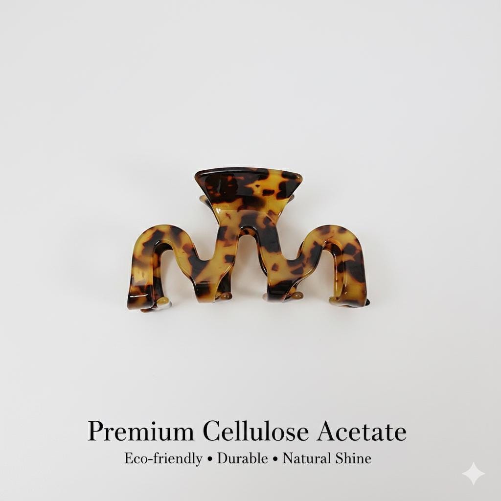 Tortoise Shell Zigzag Large Hair Clip / Luxurious French Hair Pin / Hair Claw Clip for Woman
