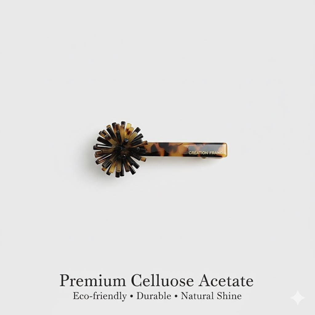 Tortoise Shell Flower Hair Clip / Luxurious French Hair Pin / Hair Accessory for Woman / Alligator Hair Clip