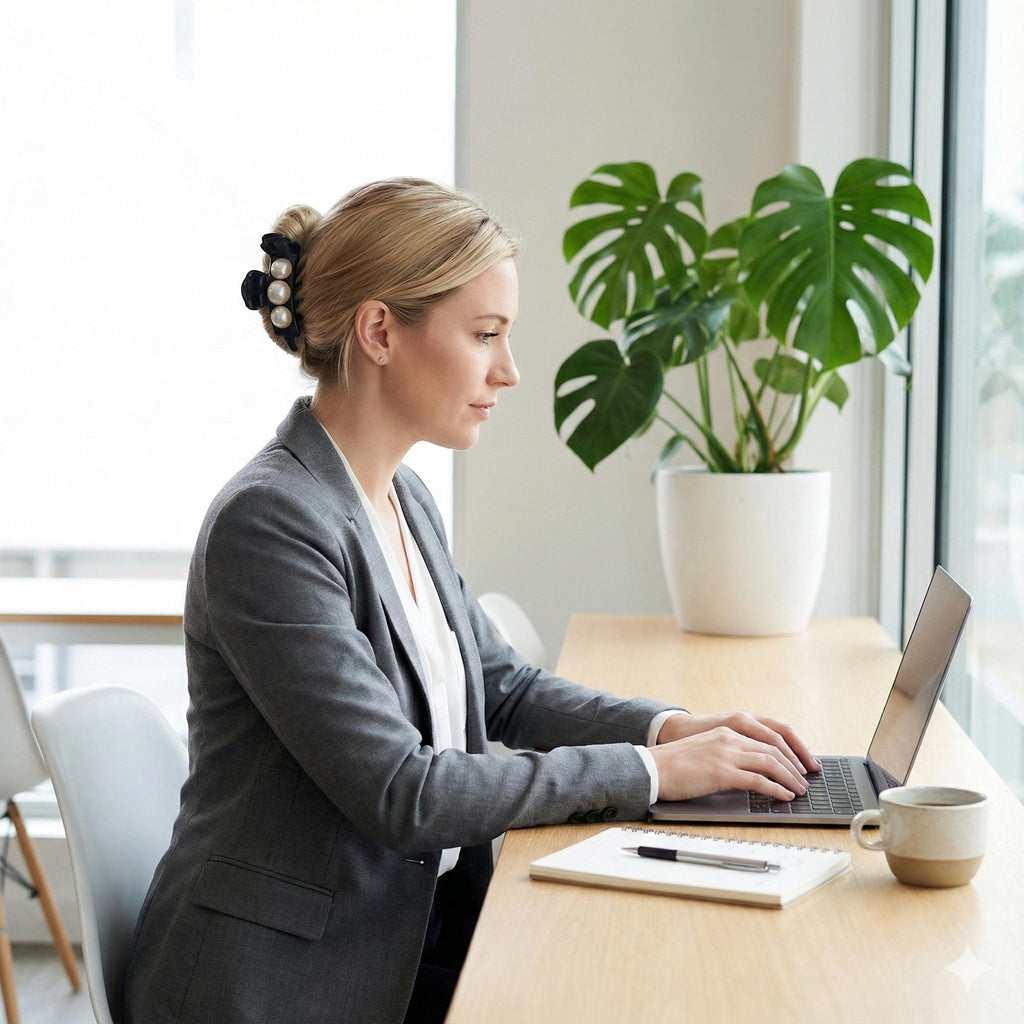 Round White Pearl Hair Clip / Cute Hair Claw / Hair Accessory for Woman / Pearl Barrette / Ponytail Holder