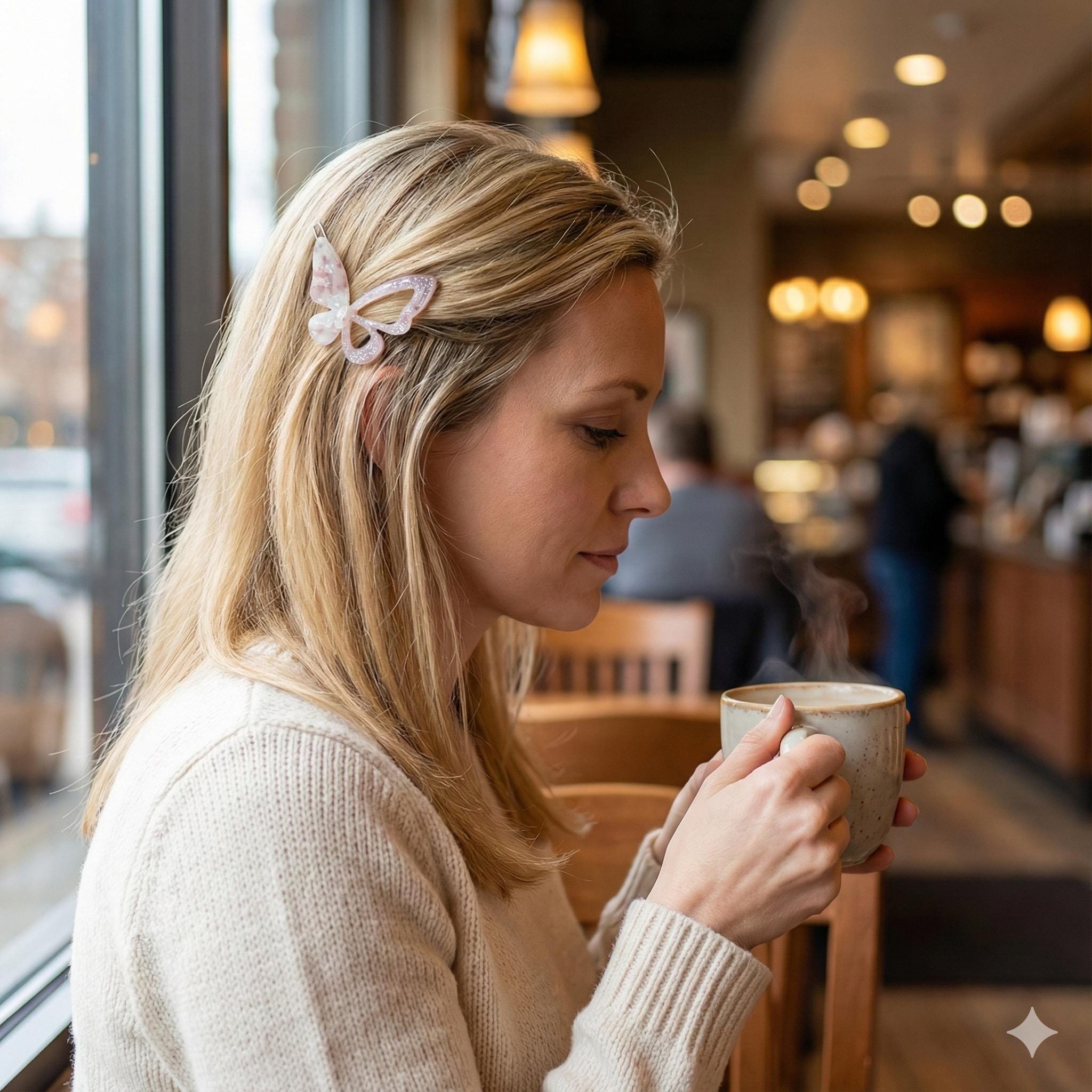 Tortoise Shell Butterfly Bobby Pin with Cubic / Vintage French Hair Pin / Hair Accessory for Woman / Butterfly Hair Clip