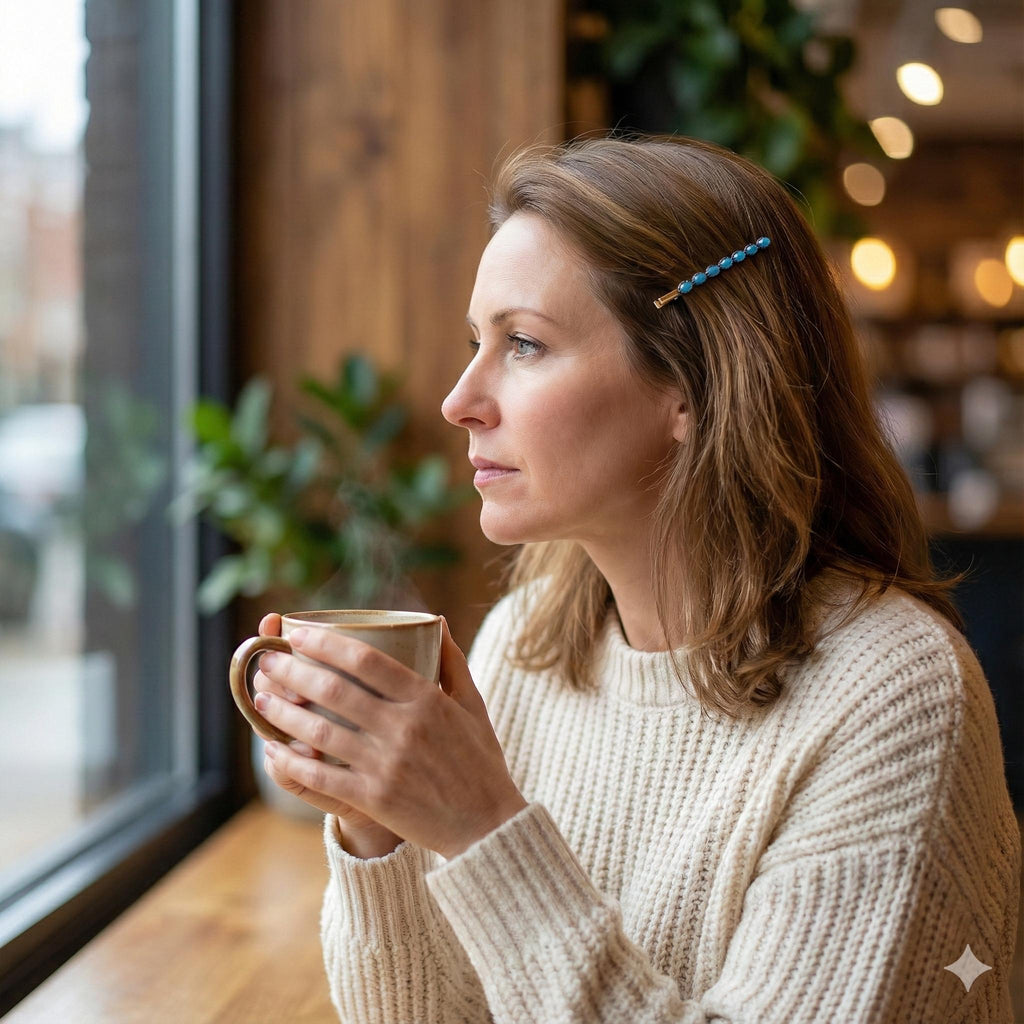 Formica Thin Long Hair Pin (3.2 Inch ) / Diamond Cut Formica Stone Decorated Bobby Pin / Vintage Hair Accessory for Woman