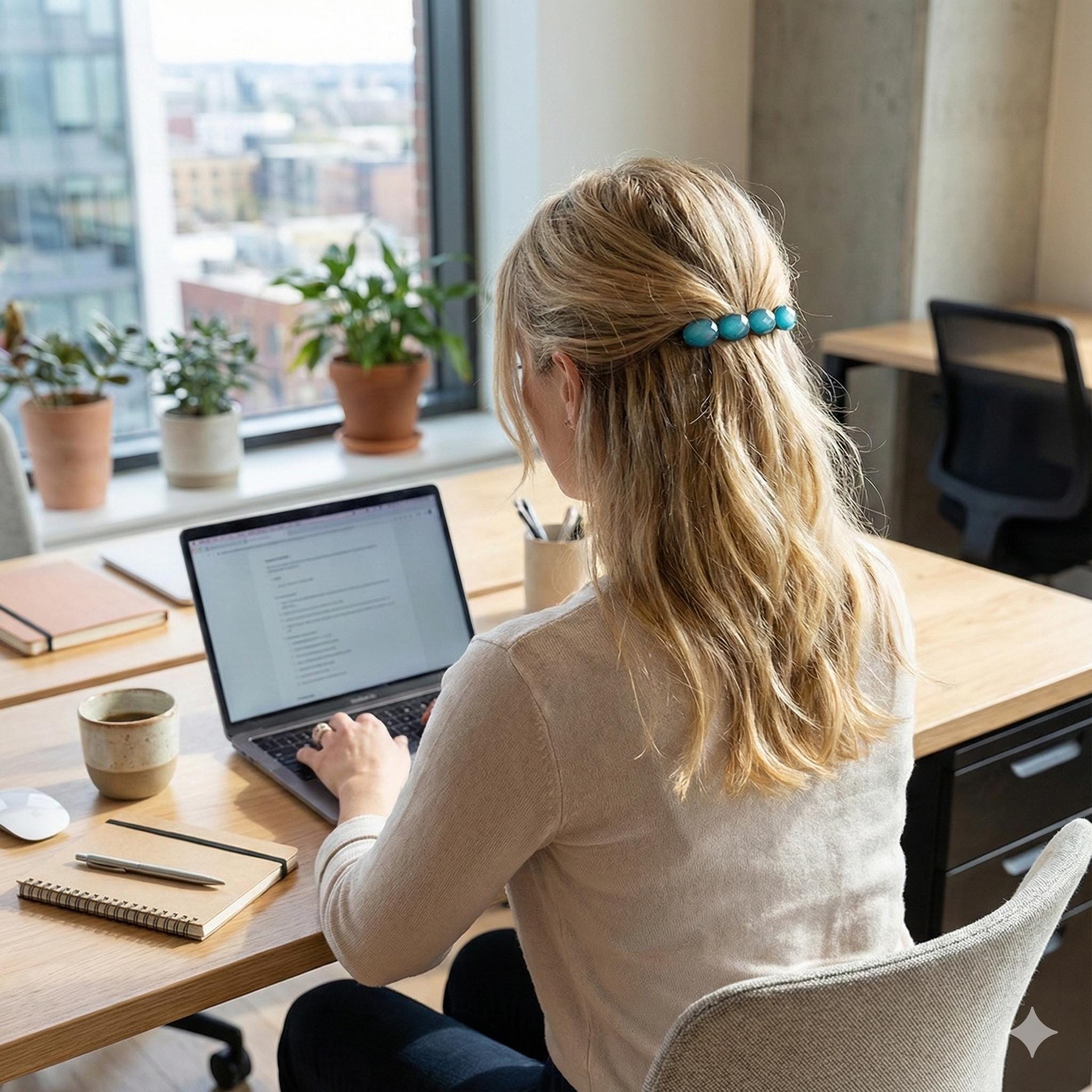 Big Oval Formica Hair Barrette (4.0 Inch) / Diamond Cut Formica Stone Decorated Barrette / Automatic Hair Pin