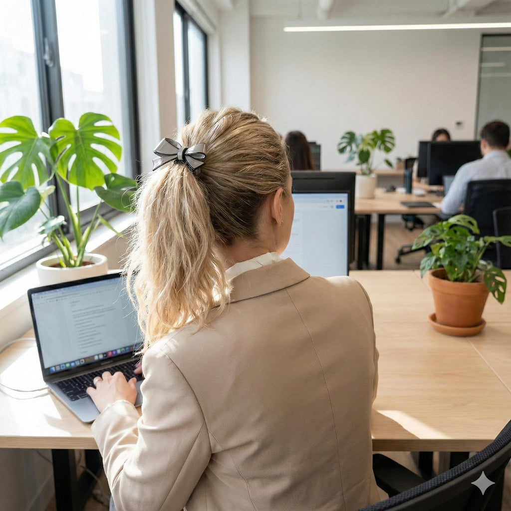 Pastel Color Big Ribbon Thick Ponytail Hair Tie (3.1 Inch) / Simple Cute Ponytail Holder / Hair Accessory for Woman