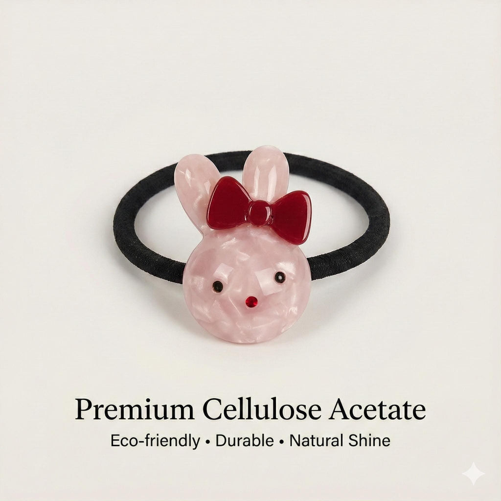 Mini Ribbon Chubby Bunny Ponytail Hair Tie (0.9 Inch) / Simple Cute Ponytail Holder / Hair Accessory for Woman