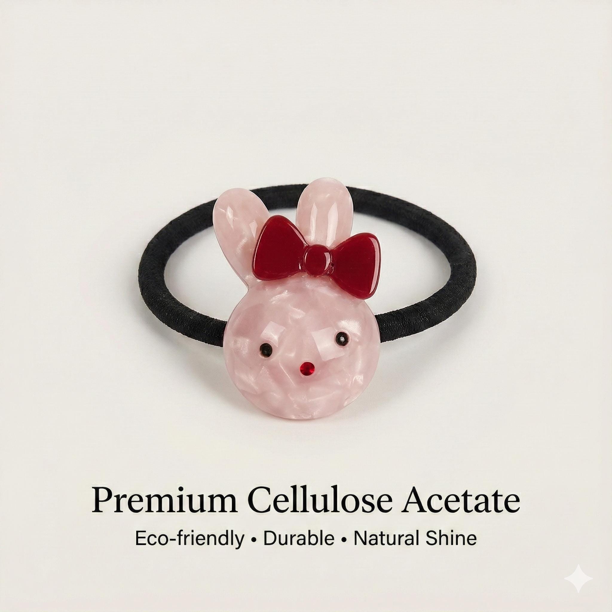 Mini Ribbon Chubby Bunny Ponytail Hair Tie (0.9 Inch) / Simple Cute Ponytail Holder / Hair Accessory for Woman