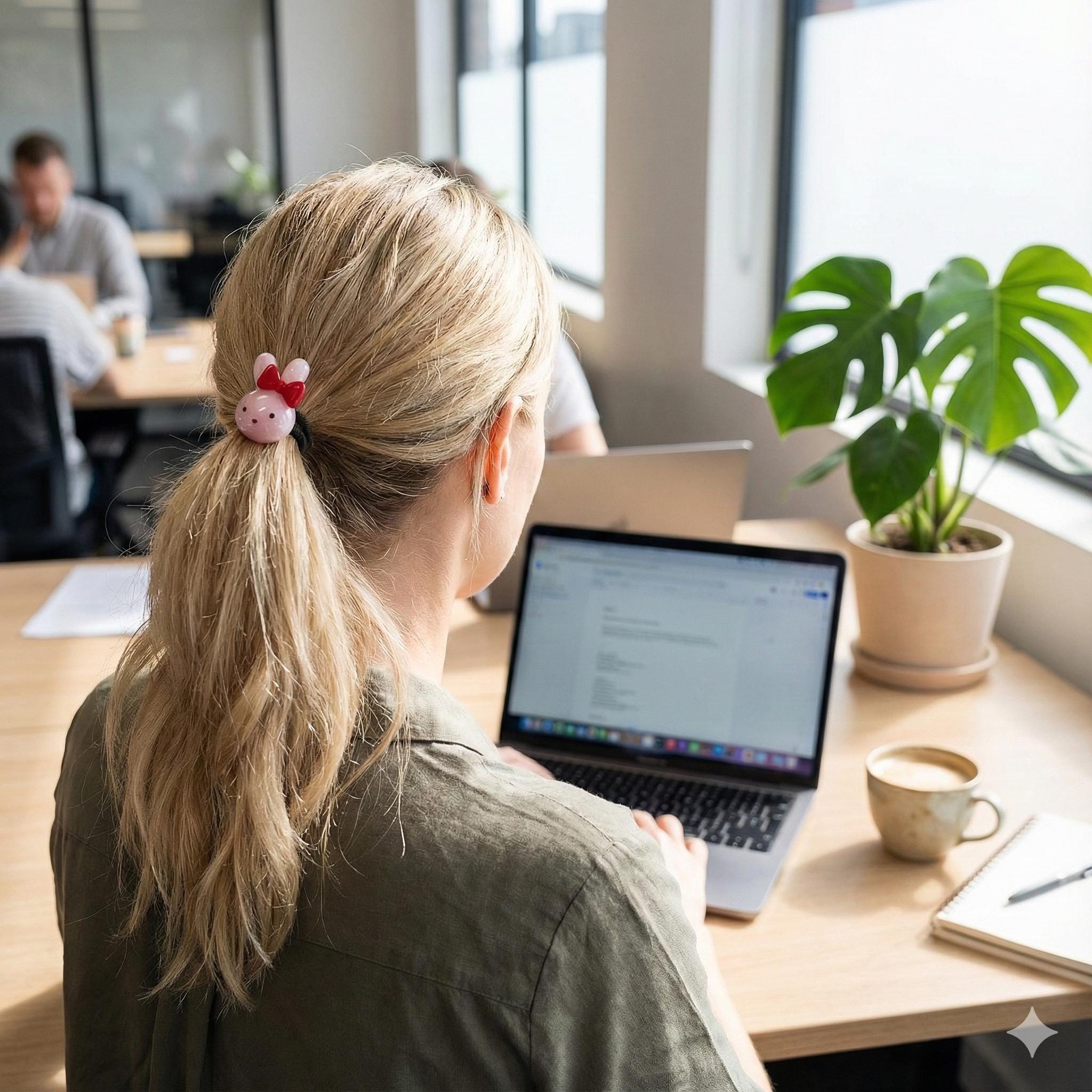 Mini Ribbon Chubby Bunny Ponytail Hair Tie (0.9 Inch) / Simple Cute Ponytail Holder / Hair Accessory for Woman