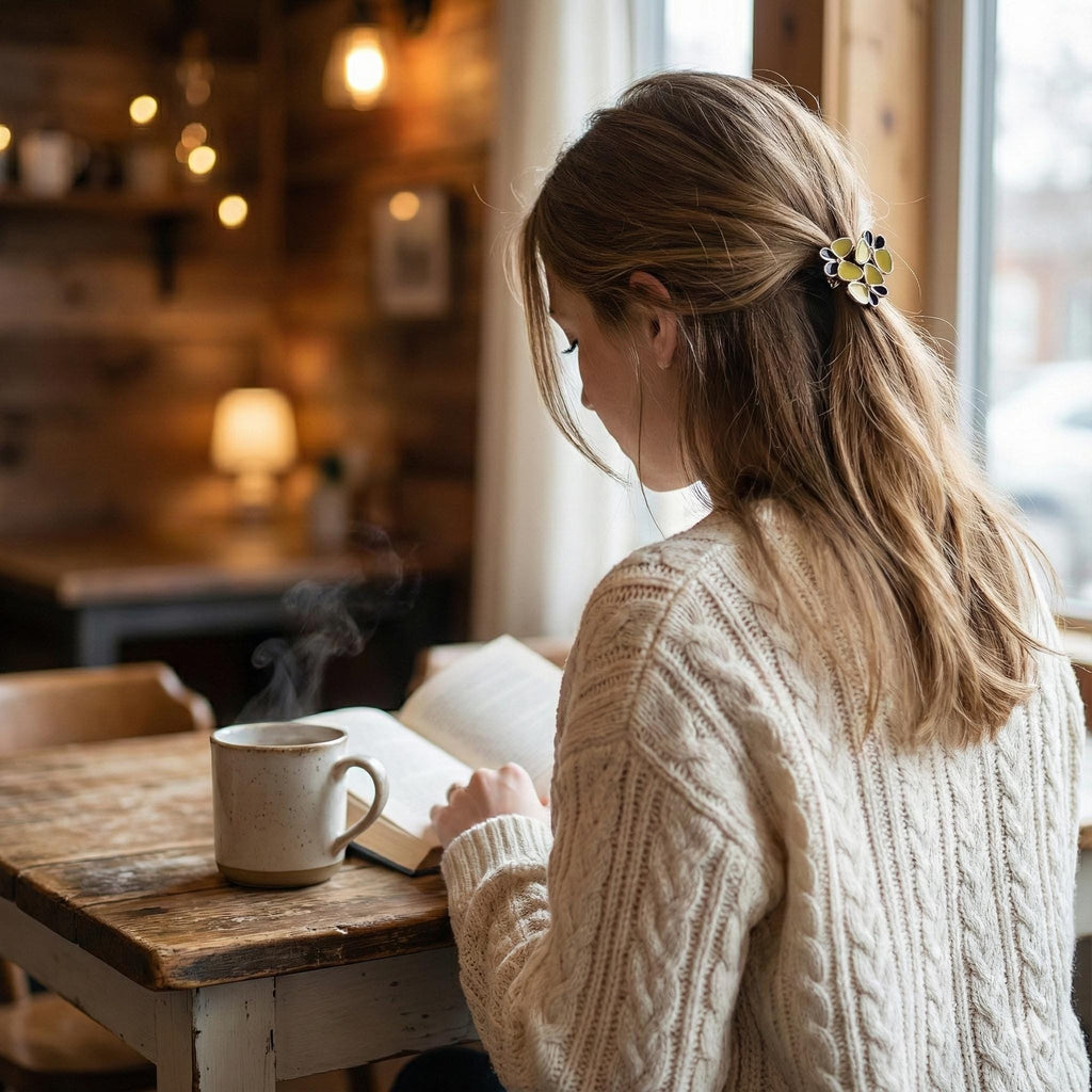 Butterfly Friends Ponytail Hair Tie (1.4 Inch) / Simple Cute Ponytail Holder / Hair Accessory for Woman / French Hair Tie
