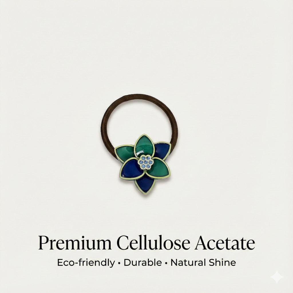 Lotus Pattern Ponytail Hair Tie (1.3 Inch) / Simple Cute Ponytail Holder / Hair Accessory for Woman / French Hair Tie