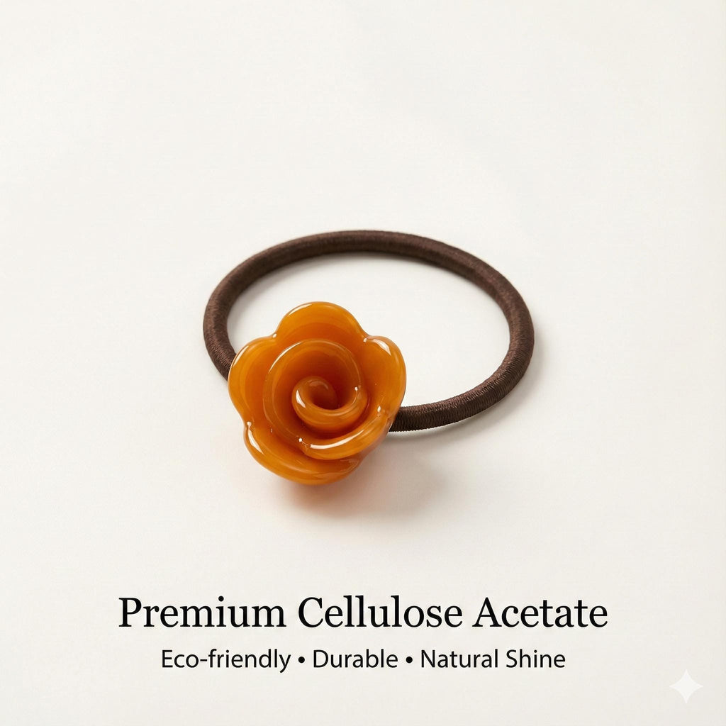 Leopard Blooming Rose Ponytail Hair Tie / Simple Cute Ponytail Holder / Hair Accessory for Woman / French Hair Tie