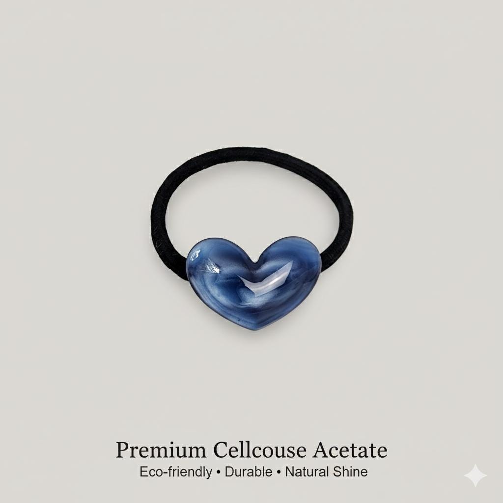 Convex Simple Heart Hair Tie (1.3 Inch) / Simple Cute Ponytail Holder / Hair Accessory for Woman / French Hair Tie