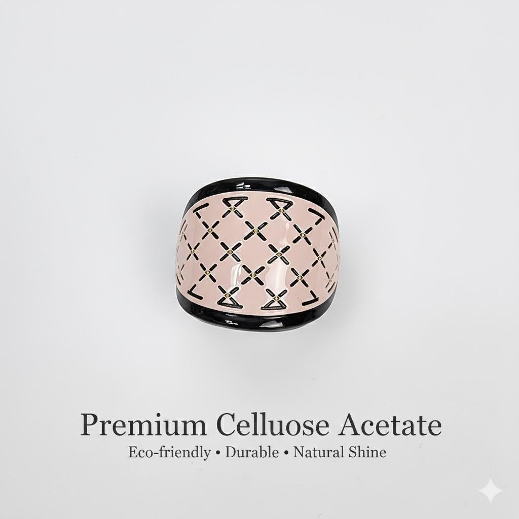 Pastel Color Gold Quilted Hair Tie (2.0 Inch) / Simple Tortoise Shell Ponytail Holder / Hair Accessory for Woman / French Hair Tie