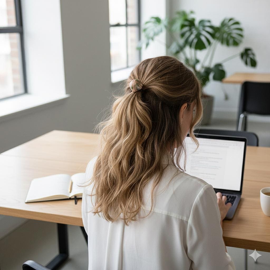 Pure Color Tulip Floral Hair Tie / Simple Cute Ponytail Holder / Hair Accessory for Woman / French Hair Tie