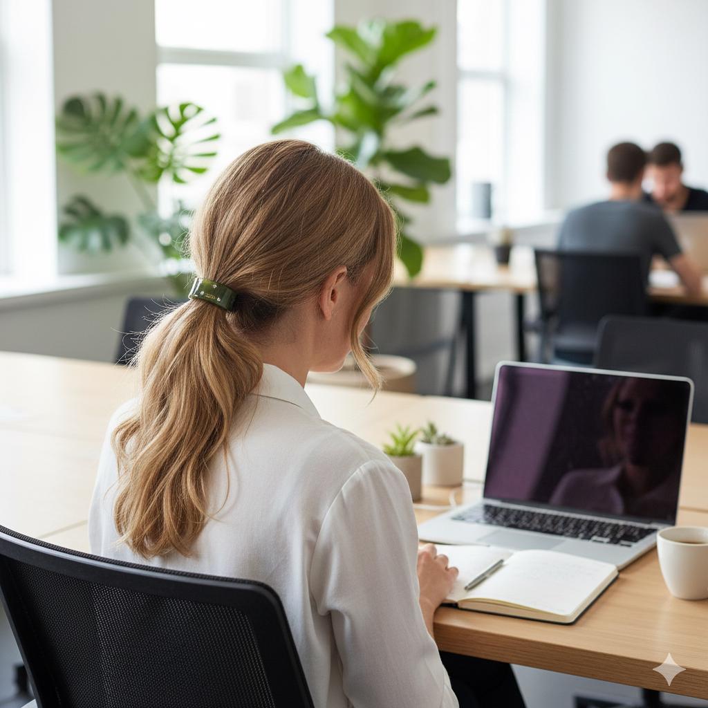 Pure Color Curved Long Square Small Hair Tie (1.5 Inch) / Simple Cute Ponytail Holder / Hair Accessory for Woman / French Hair Tie