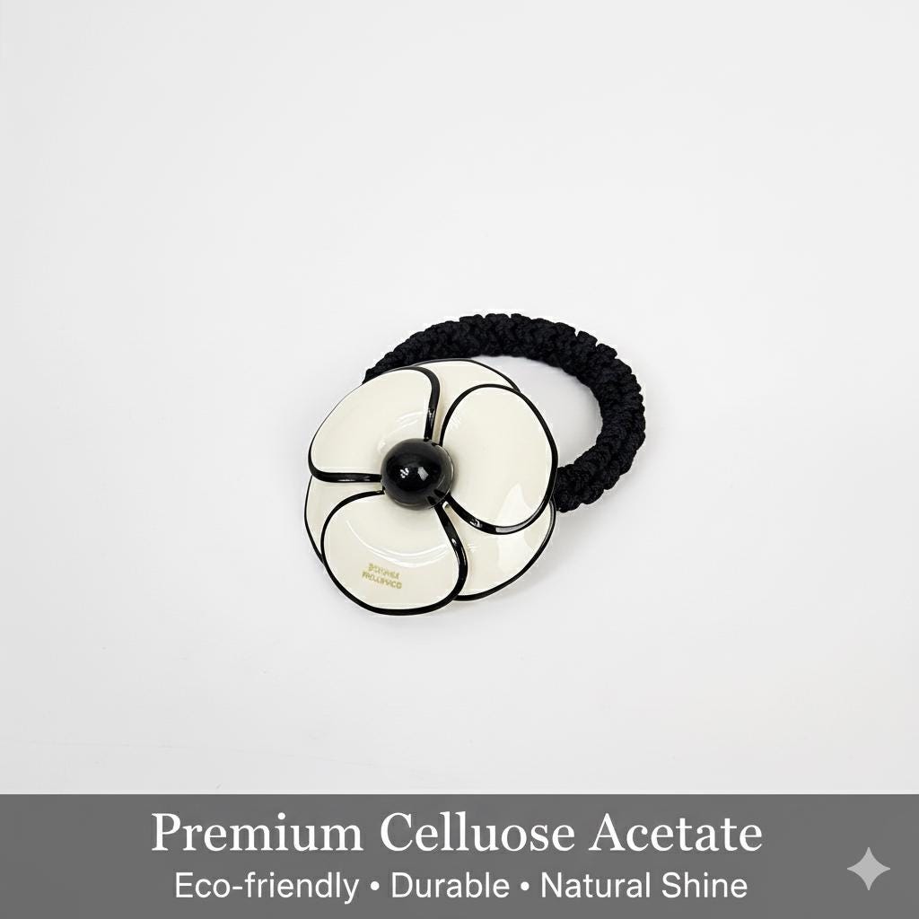 Pastel Color Big Flower Hair Tie (2.0 Inch) / Simple Cute Ponytail Holder / Hair Accessory for Woman / French Hair Tie