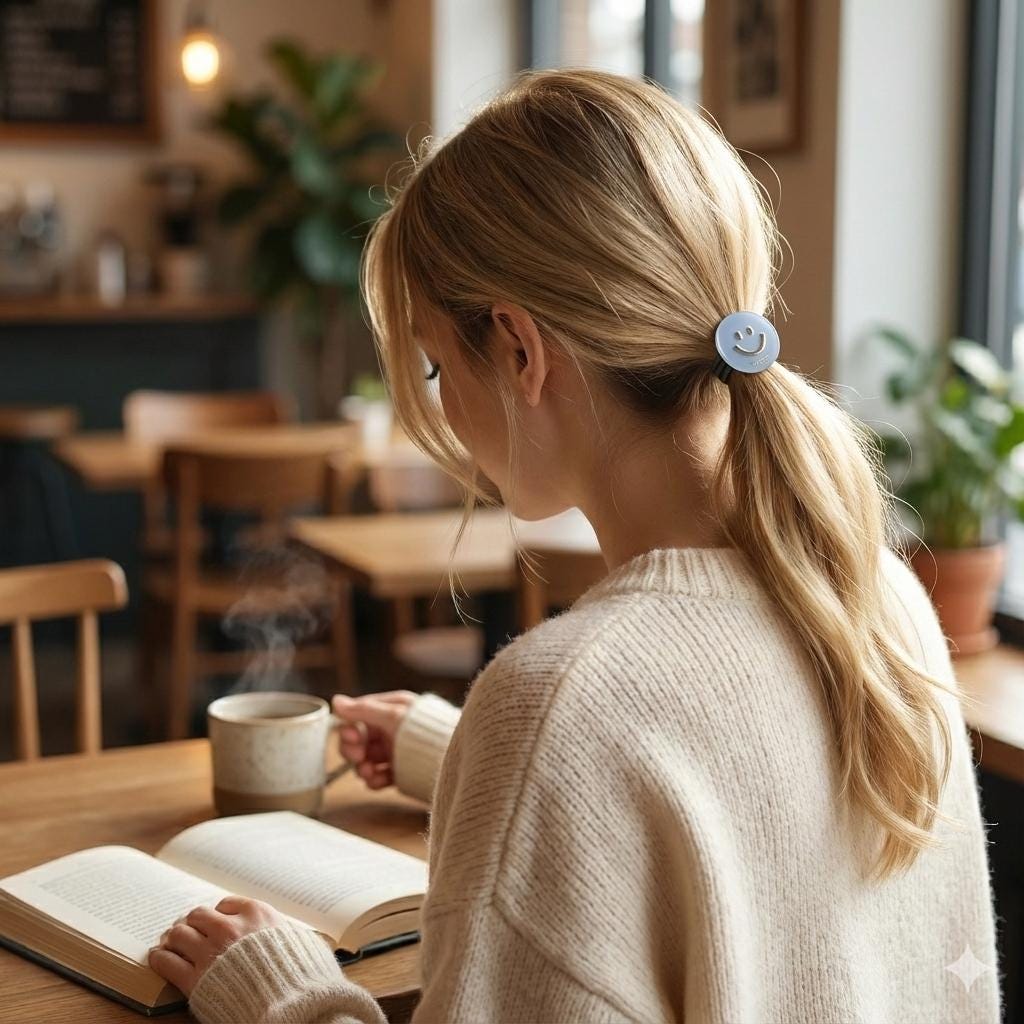 Golden Smile Round Mini Hair Tie (1.0 Inch) / Simple Cute Ponytail Holder / Hair Accessory for Woman / French Hair Tie