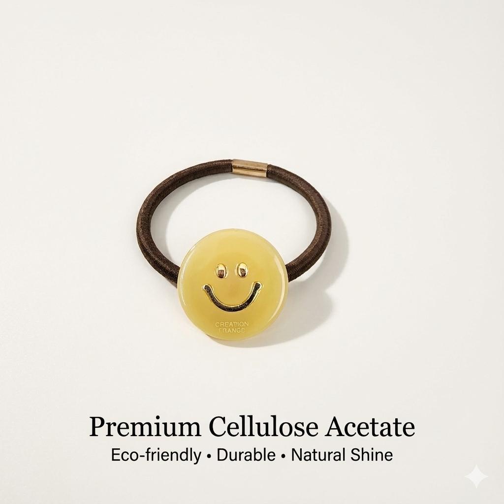 Golden Smile Round Mini Hair Tie (1.0 Inch) / Simple Cute Ponytail Holder / Hair Accessory for Woman / French Hair Tie