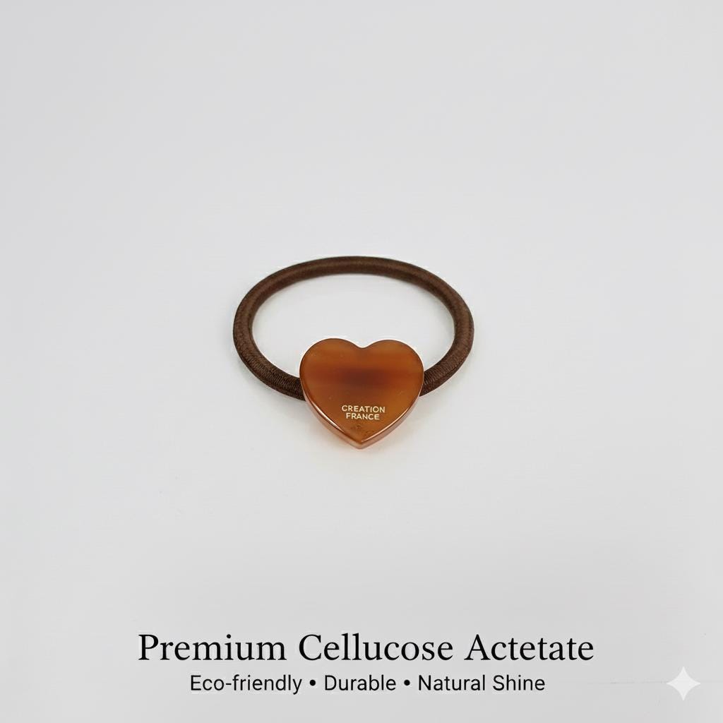 Leopard Shell Cutie Mini Heart Hair Tie / Tortoise Shell Ponytail Holder / Hair Accessory for Woman / French Hair Pin / Hair Scrunchy