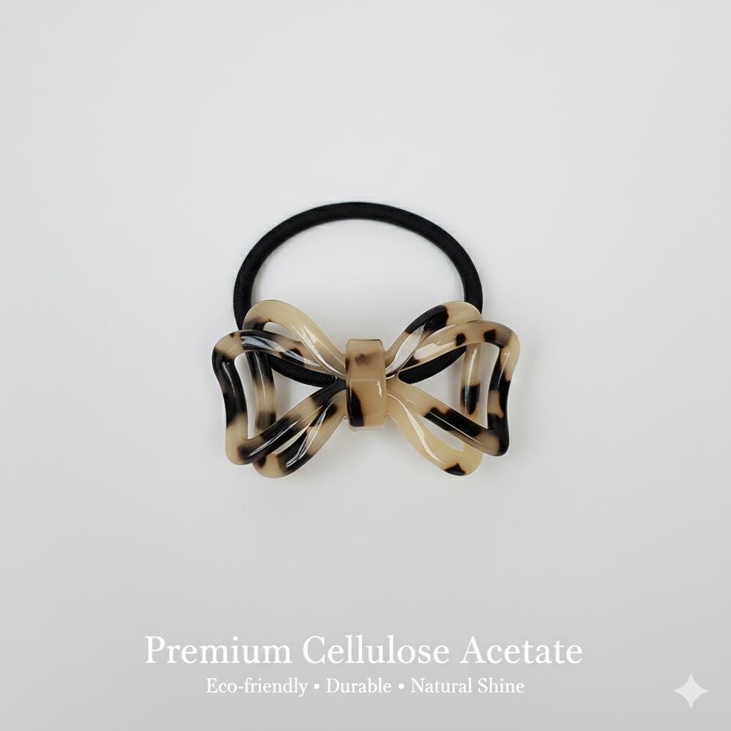 Leopard Double Triangle Ribbon Hair Tie / Tortoise Shell Ponytail Holder / Hair Accessory for Woman / French Hair Pin / Hair Scrunchy
