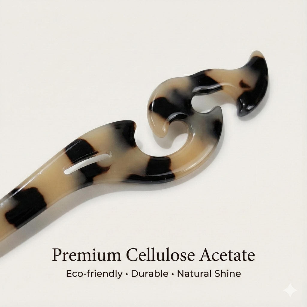 Leopard Antique Fashion Long Hair Stick (7.1 Inch) / Tortoise Shell French Hair Pin / Hair Fork for Thick Hair