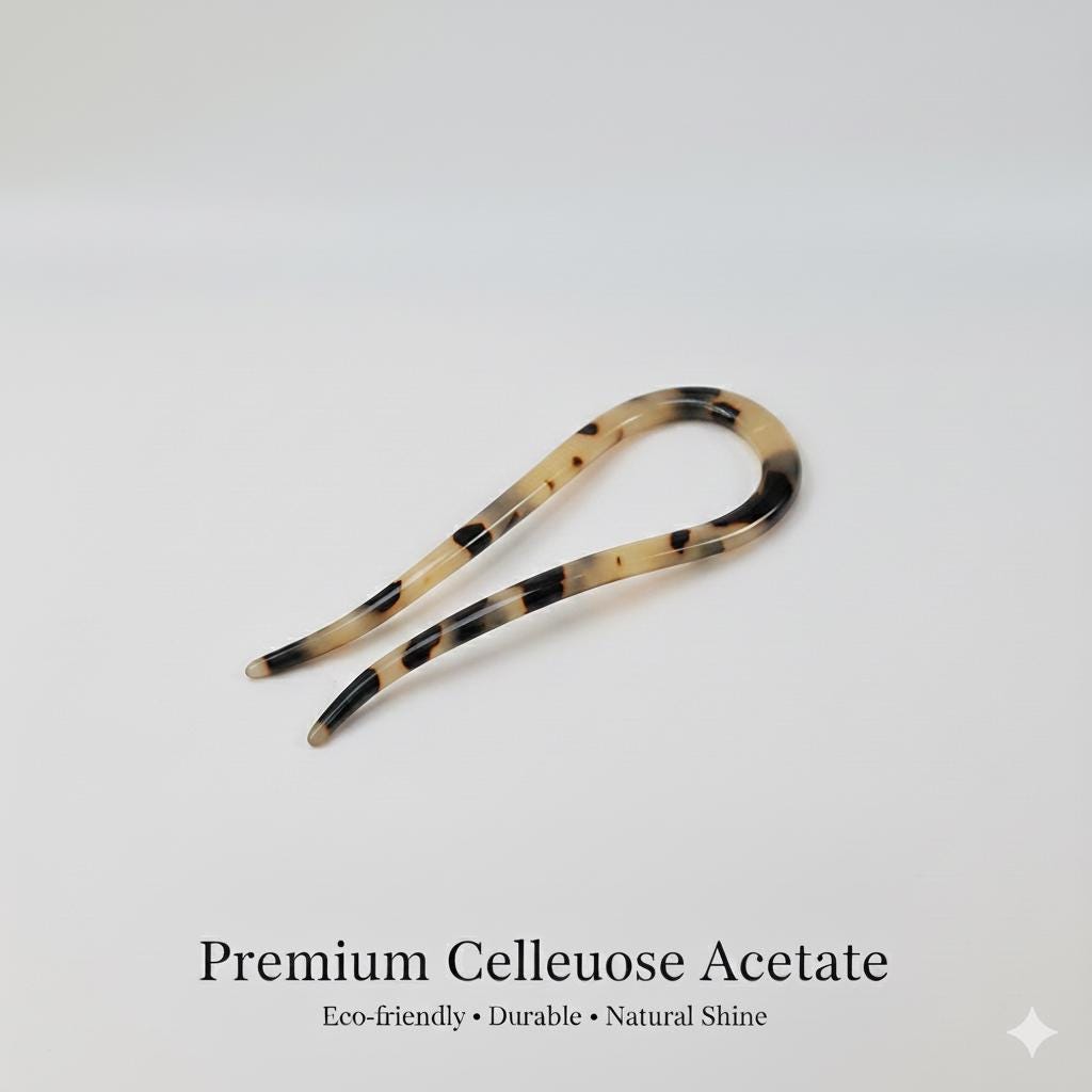 Tortoise Shell U Shape Hair Stick / Leopard French Hair Pin / Hair Fork for Thick Hair / Hair Clasp for Woman