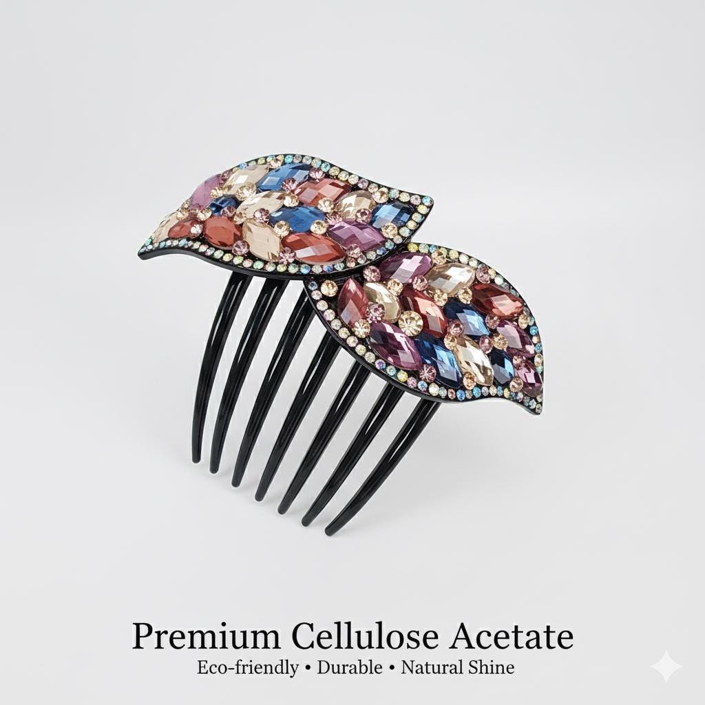 Big Crystal Long Leg Non-slip Hair Comb Pin with Cubic (4.3 Inch) / Luxurious French Hair Pin / Hair Fork for Woman