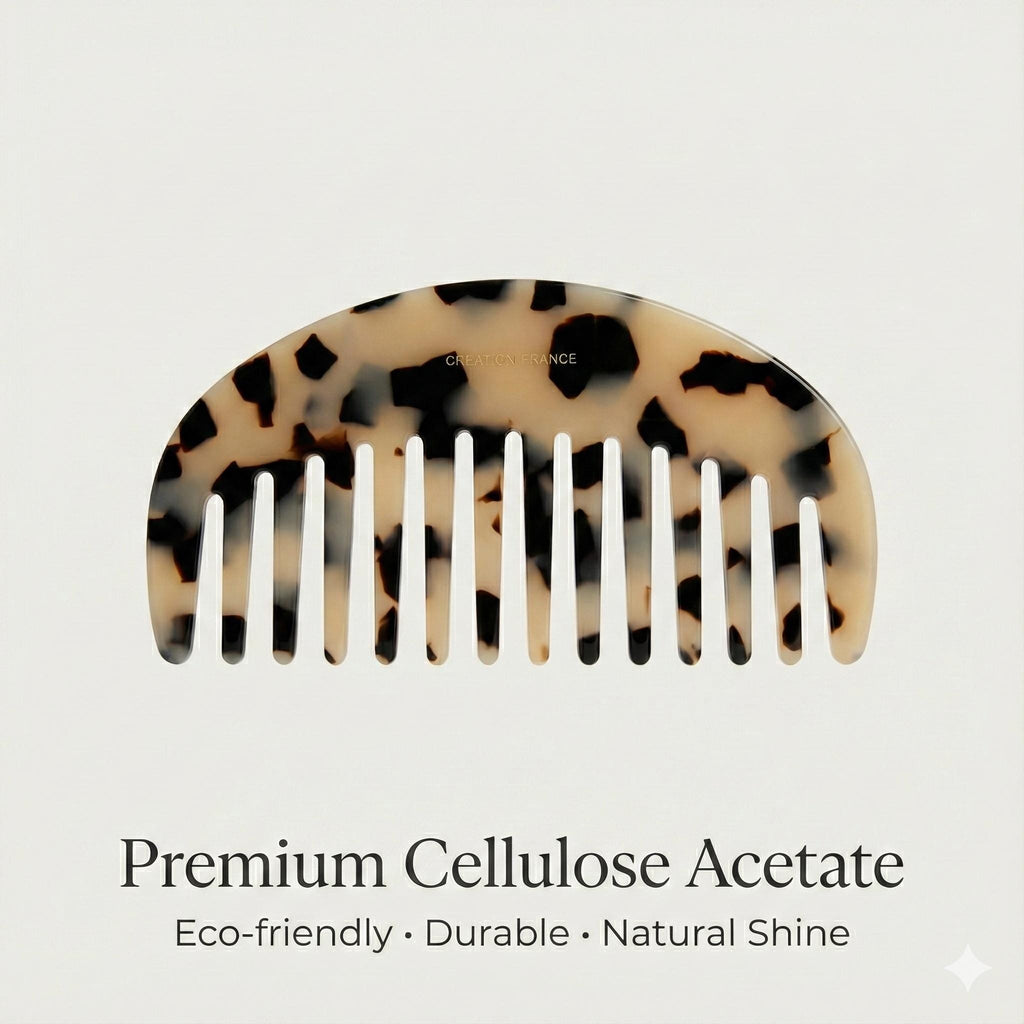 Tortoise Shell Half Moon Portable Hair Comb (4.0 Inch) / Curly Hair Comb Hair Brush / Hair Accessory for Woman