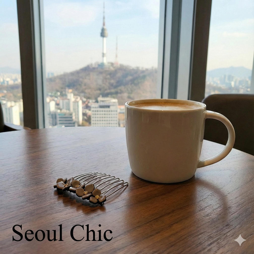 Pastel Color Flower Comb Pin with Cubic / Tortoise Shell Hair Pin / Hair Fork for Woman / Flower Hair Pin