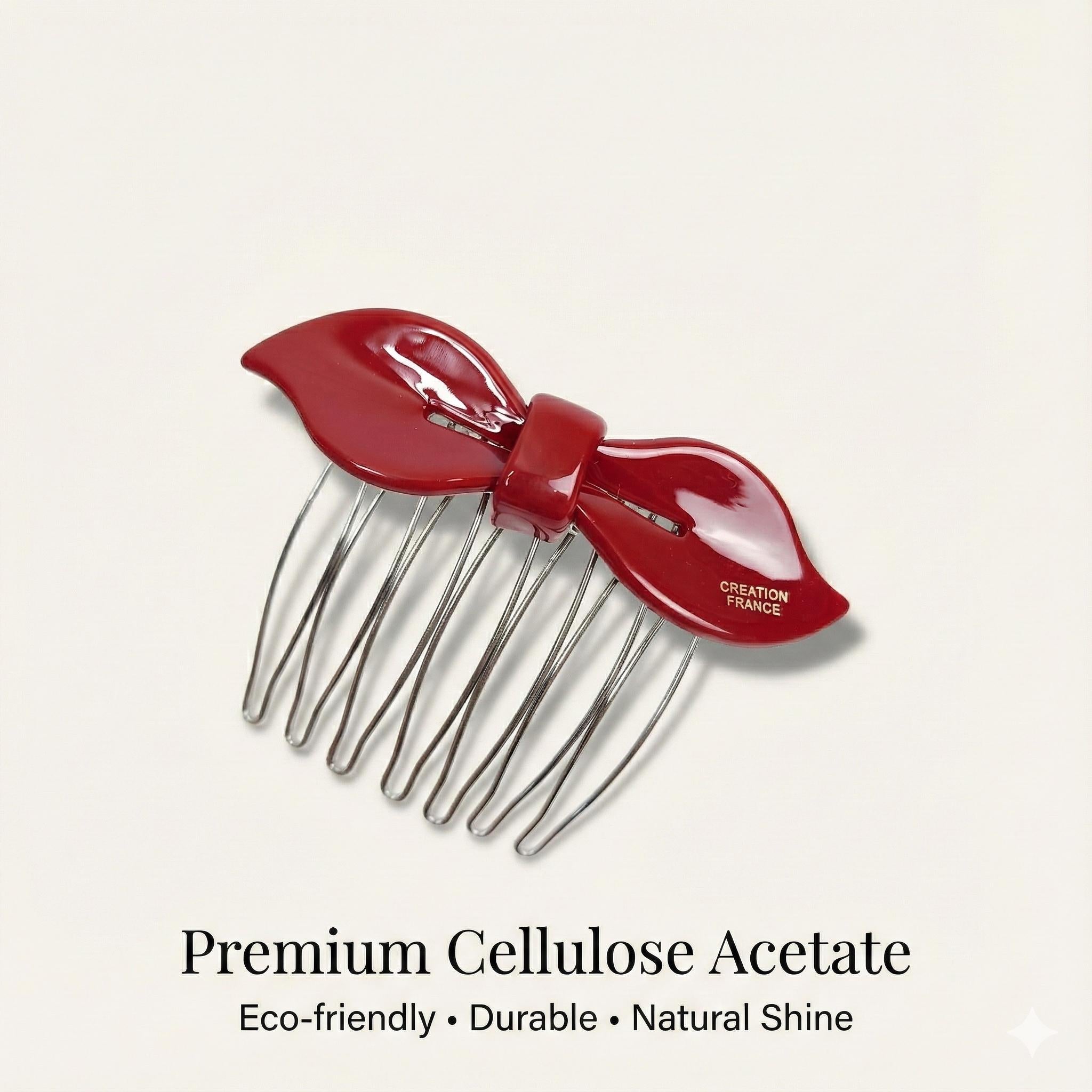 Lip Shape Mini Ribbon Hair Comb Pin / Pastel Color French Hair Pin / Hair Fork for Woman