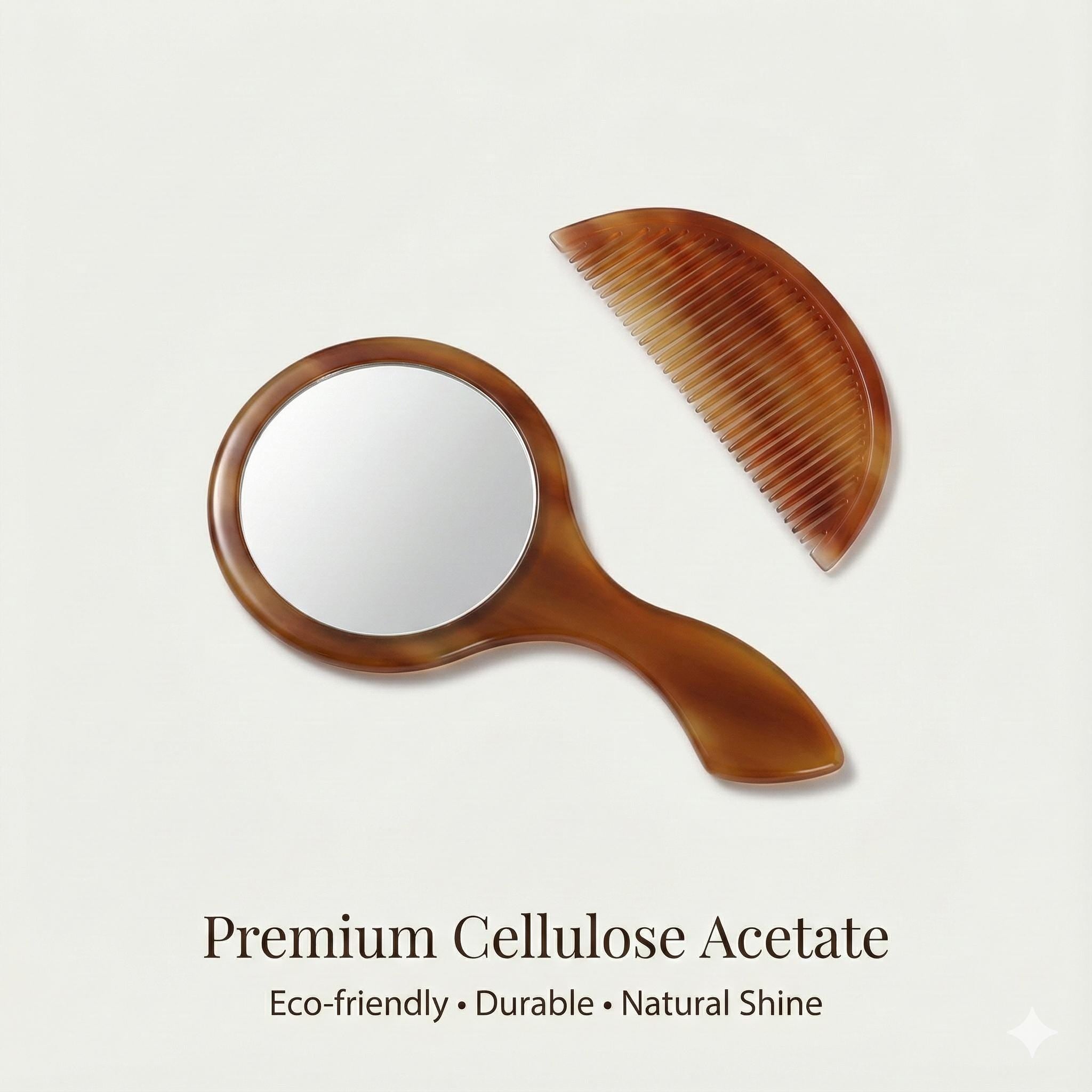 Tortoise Marble Thin Half Moon Shape Hair Comb / Hand Held Mirror for Woman / Curly Hair Comb Hair Brush