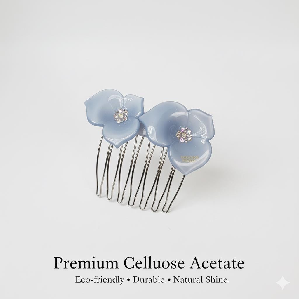 Blossom Nonslip Hair Comb Pin with Cubic / Tortoise Shell French Hair Pin / Hair Fork for Woman / Flower Hair Pin