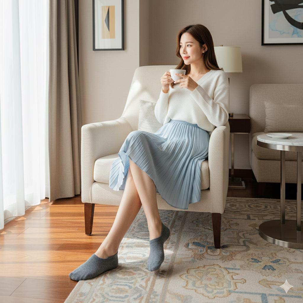 No Show Socks | Soft Cotton Non Slip Liner | Korean Socks | Minimalist Daily Basic