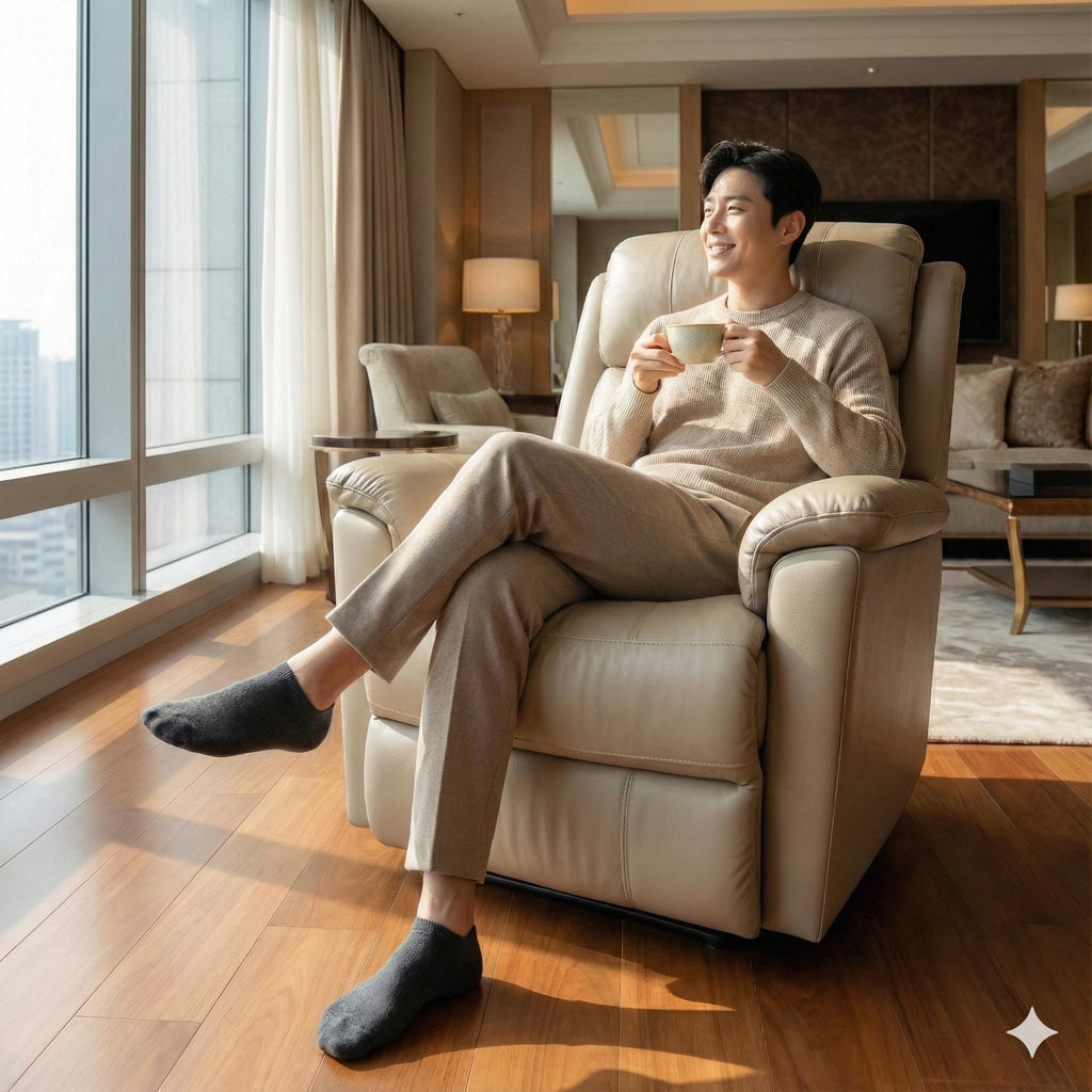 Mens No Show Socks | Cotton Non Slip Grip | Korean Socks | Minimalist Gift for Him