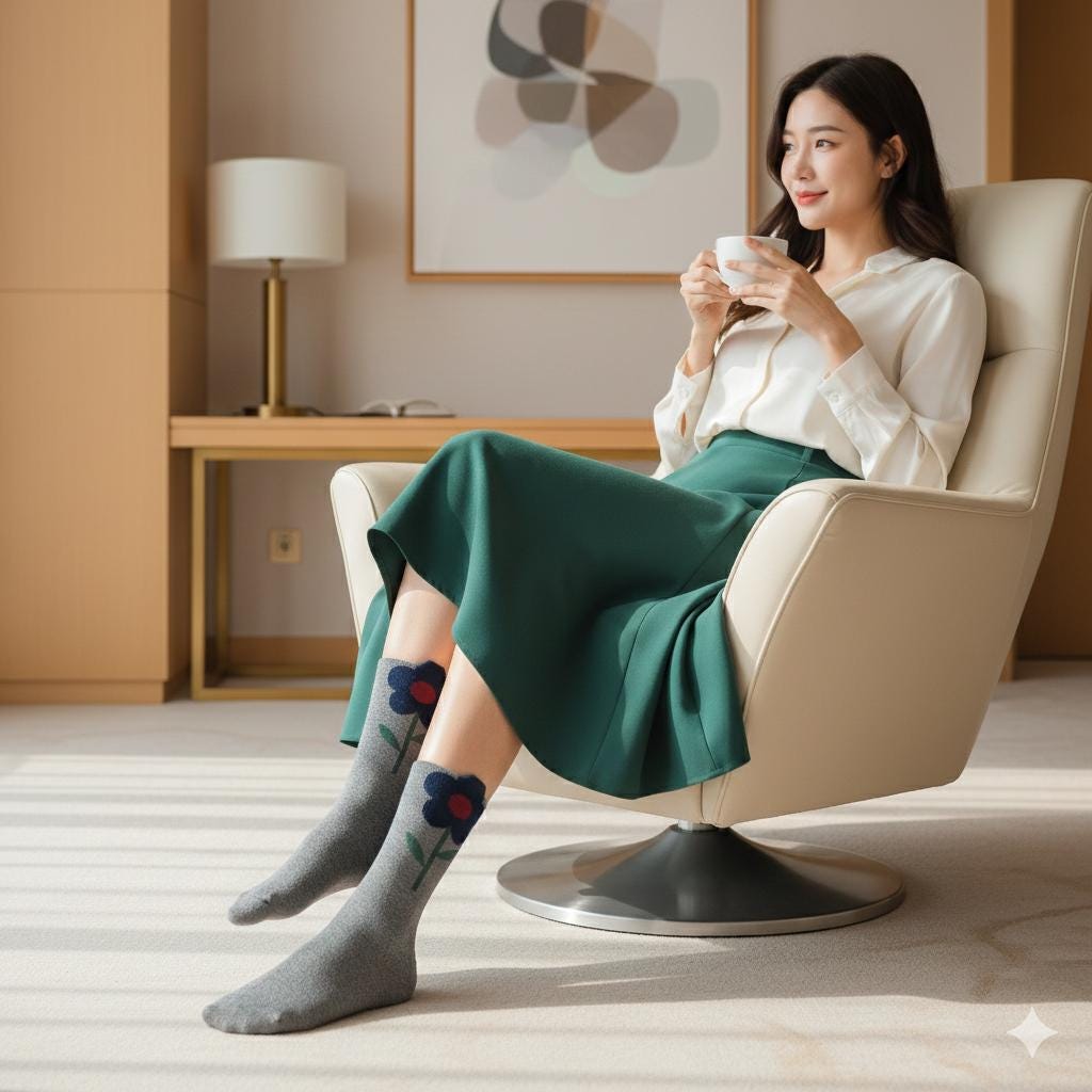Floral Socks | Cotton Crew Embroidered Cozy | Korean Socks | Cute Gift for Her
