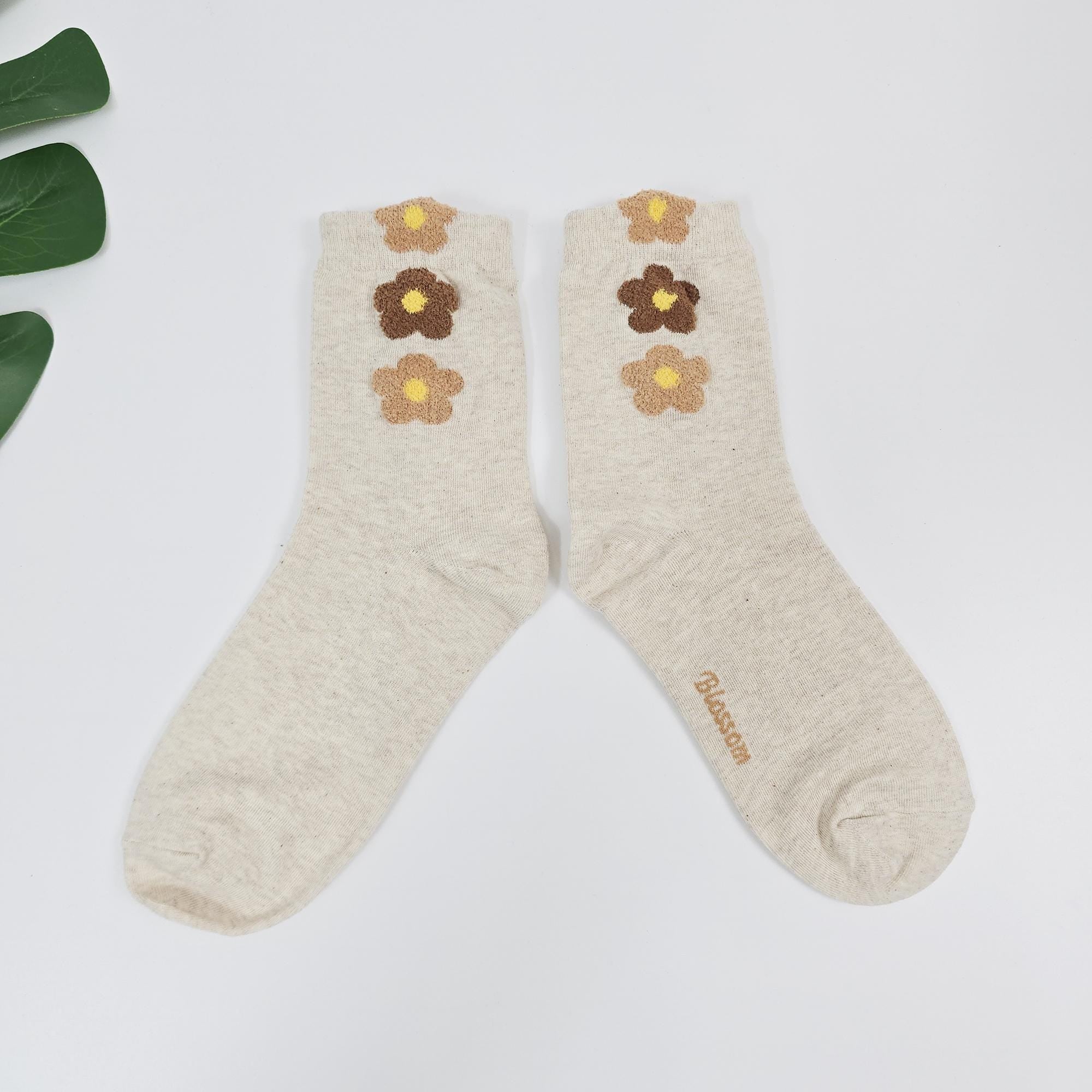 Floral Crew Socks | Soft Cotton Breathable Mid Calf | Korean Socks | Unique Gift for Her