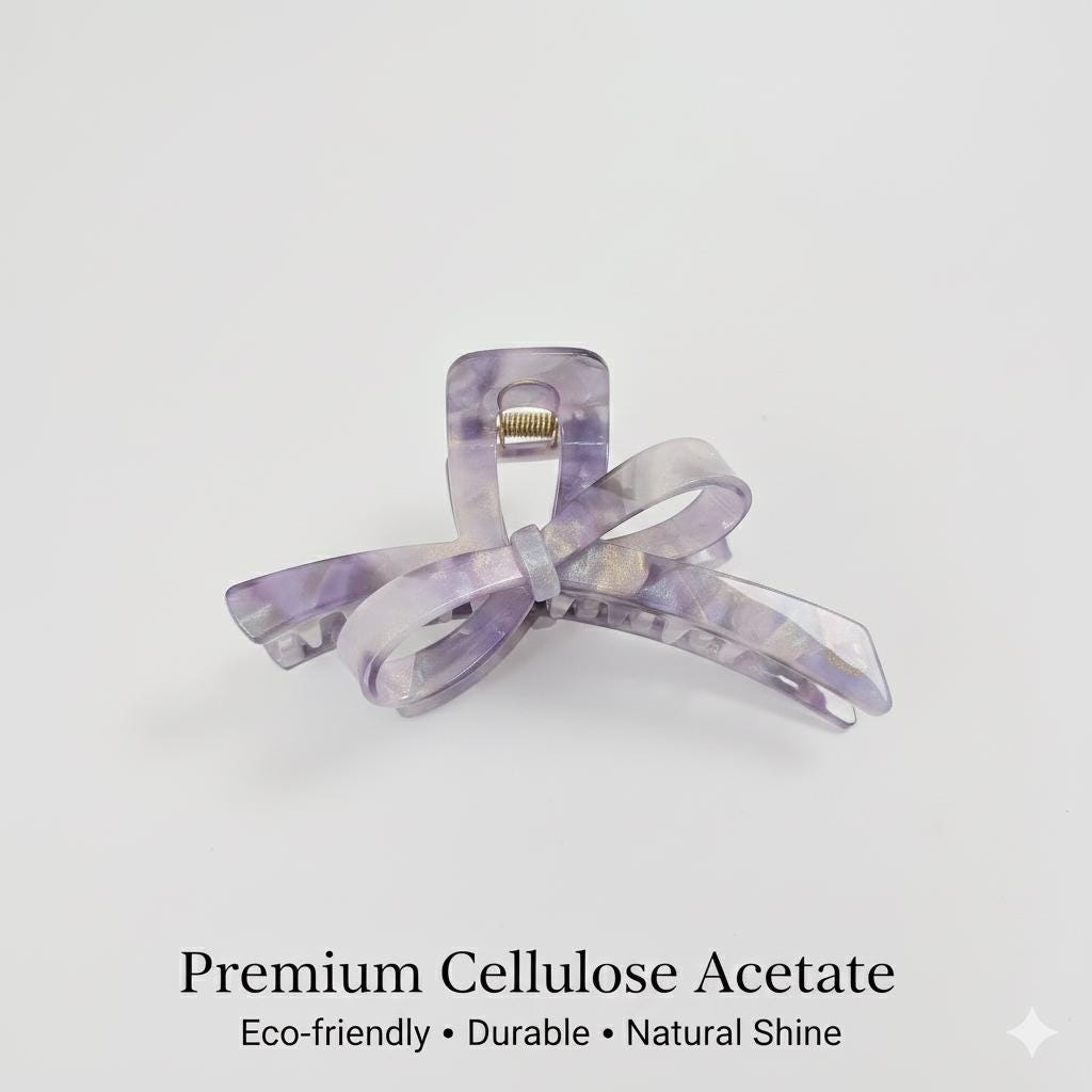 Acetate Luxe Bow Claw (4.9 Inch) | French Pin | Korean Hair Pin | Large Tortoise Shell Accessories