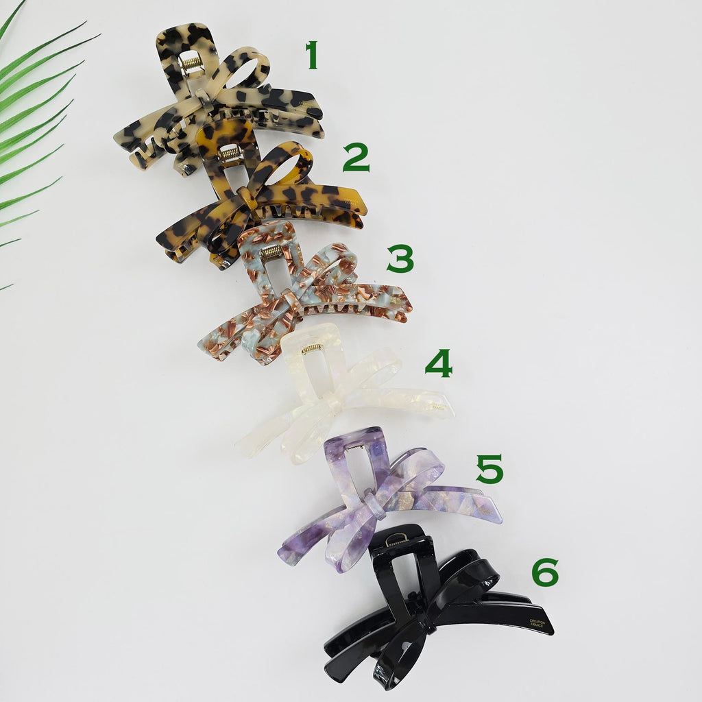 Acetate Luxe Bow Claw (4.9 Inch) | French Pin | Korean Hair Pin | Large Tortoise Shell Accessories