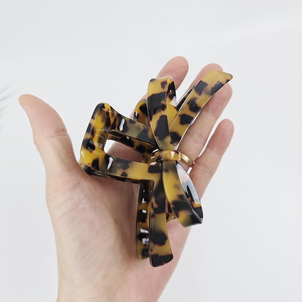 Acetate Luxe Bow Claw (4.9 Inch) | French Pin | Korean Hair Pin | Large Tortoise Shell Accessories