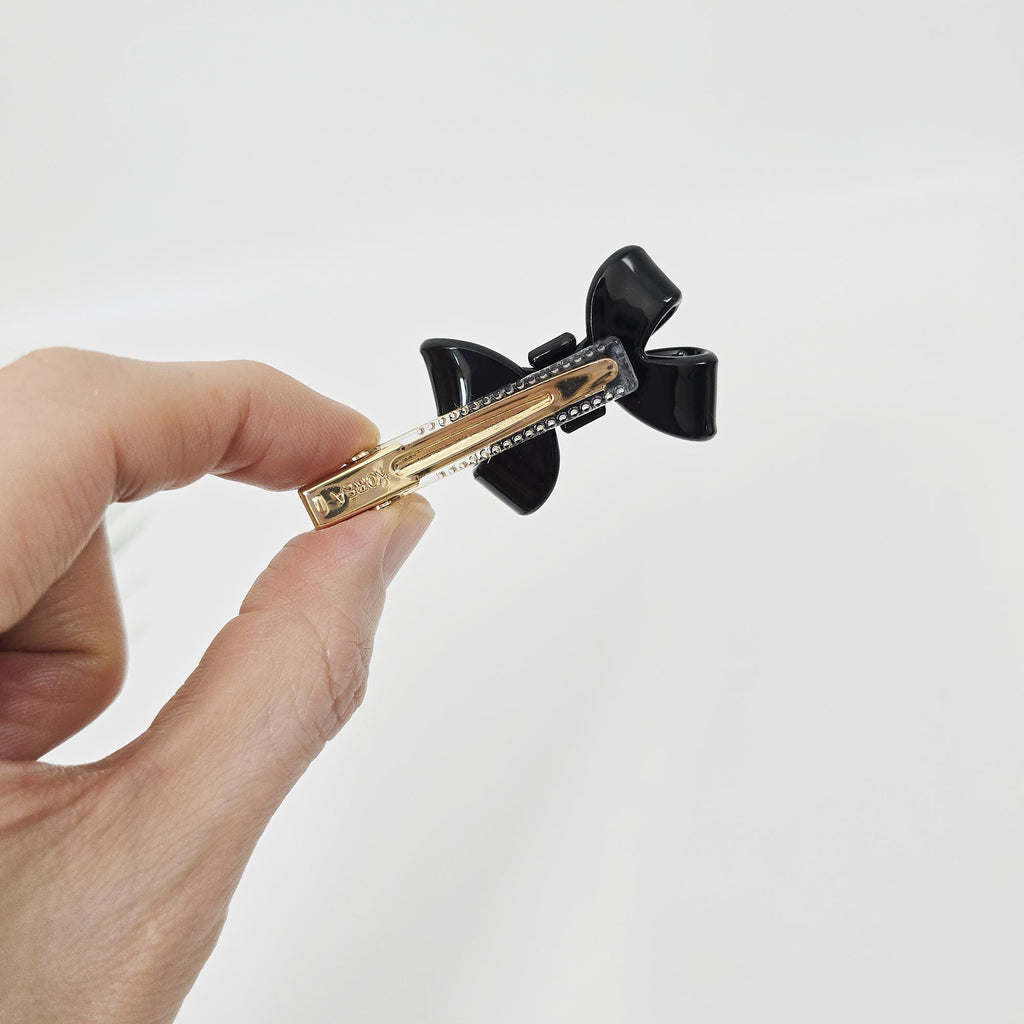 Acetate Bow Clip (2.4 Inch) | French Pin | Korean Hair Pin | Tortoise Shell Barrette Small Alligator Clamp