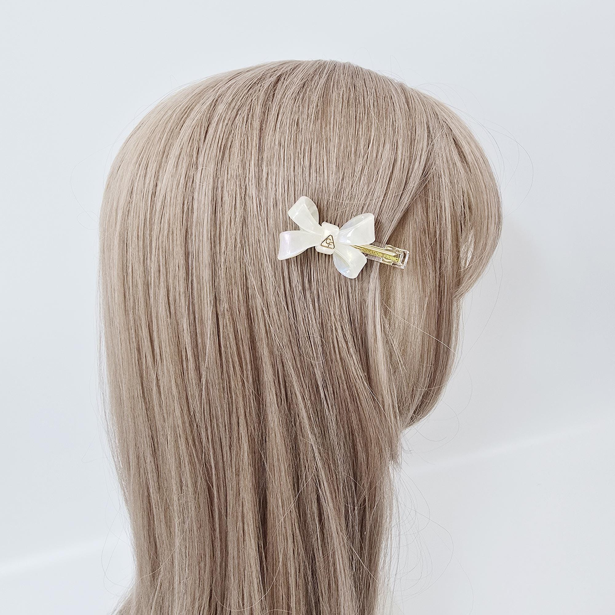 Acetate Bow Clip (2.4 Inch) | French Pin | Korean Hair Pin | Tortoise Shell Barrette Small Alligator Clamp