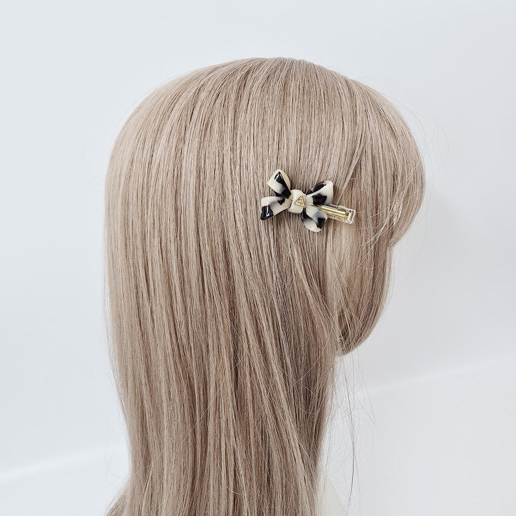 Acetate Bow Clip (2.4 Inch) | French Pin | Korean Hair Pin | Tortoise Shell Barrette Small Alligator Clamp