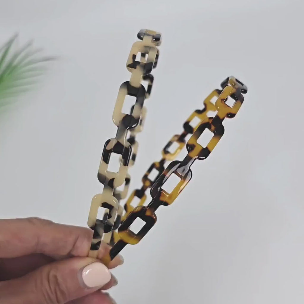 Leopard Square Chain Thin Headband (0.5 Inch) / Hair Accessories for Woman / Alice Headband