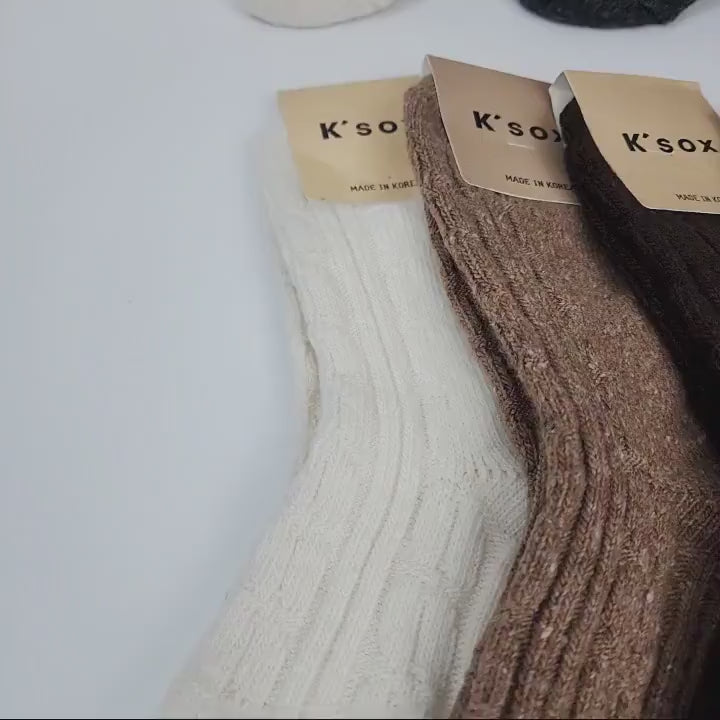 Cable Knit Boot Socks | Thick Wool Winter Fuzzy Hosiery | Korean Socks | Cozy Warm Gift for Her